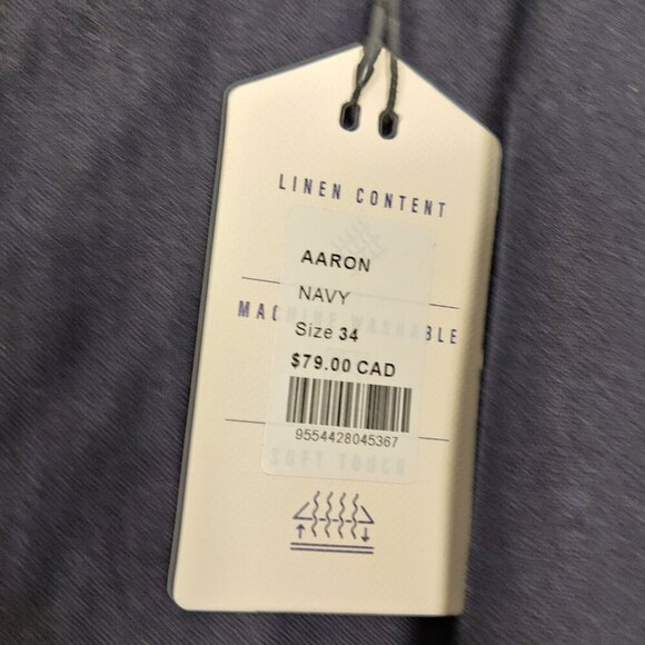 NEW Scott Ellis Men's Cargo Shorts Size 34 R Aaron Navy Linen Casual Lightweight - Picture 4 of 11